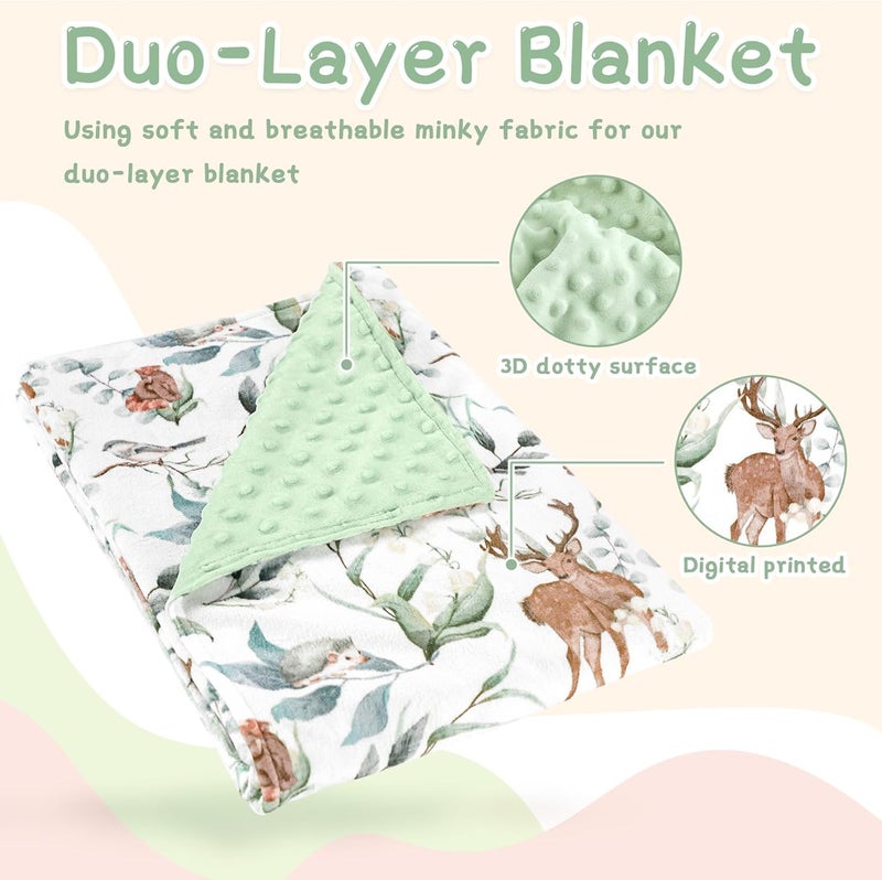 TANOFAR Baby Blankets for Unisex Boys Girls, Ultra Soft Minky Blanket with Double Layer Dotted, Breathable and Lightweight Receiving Blanket for Newborns, 30x40 Inches, Woodland Animal - Image 5